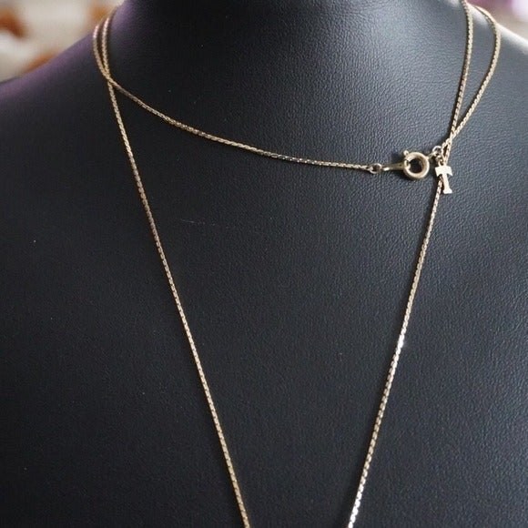 Teardrop Stone Pendant Necklace White on Gold Tone Chain - Picture 2 of 7